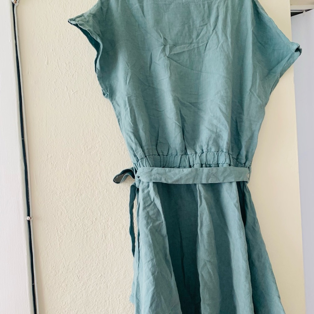Linen Dress XL in Mint Green